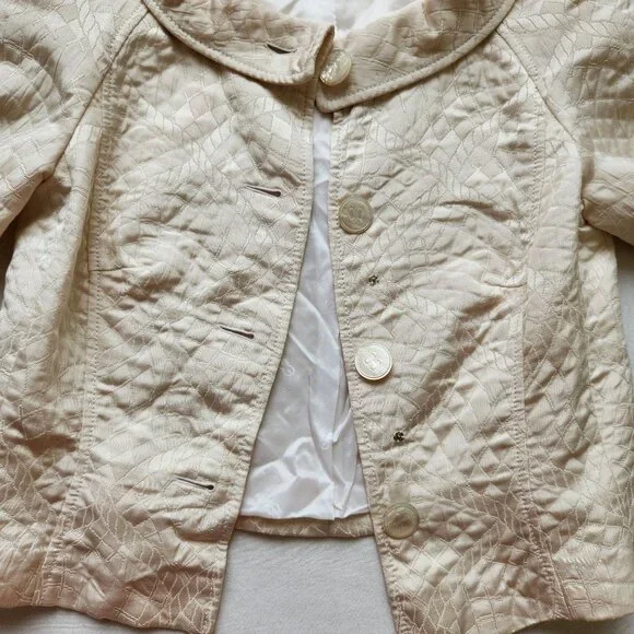 Escada Cropped Quilted Cream Jacket Blazer Vintage Rare Luxury Classic Office - Picture 6 of 16